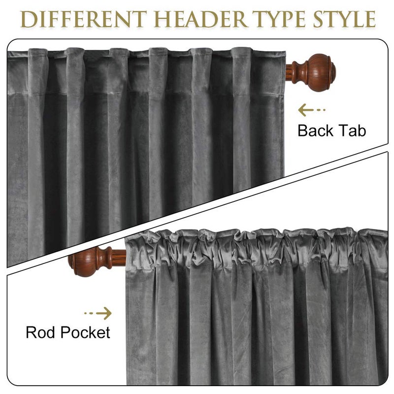StangH Privacy Room Dividers - Grey Velvet Drapes Extra Long High Ceiling Curtains for Living Room/Home Theater, Thermal Insulated Sliding Door Curtains, Grey, W100 x L120, 1 Panel - Image 3